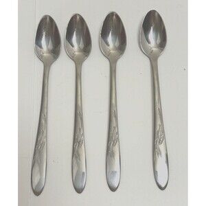 Set‎ 4 Art Nouveau Butterfly Stainless Steel Iced Tea Spoons USA Made 7.25"